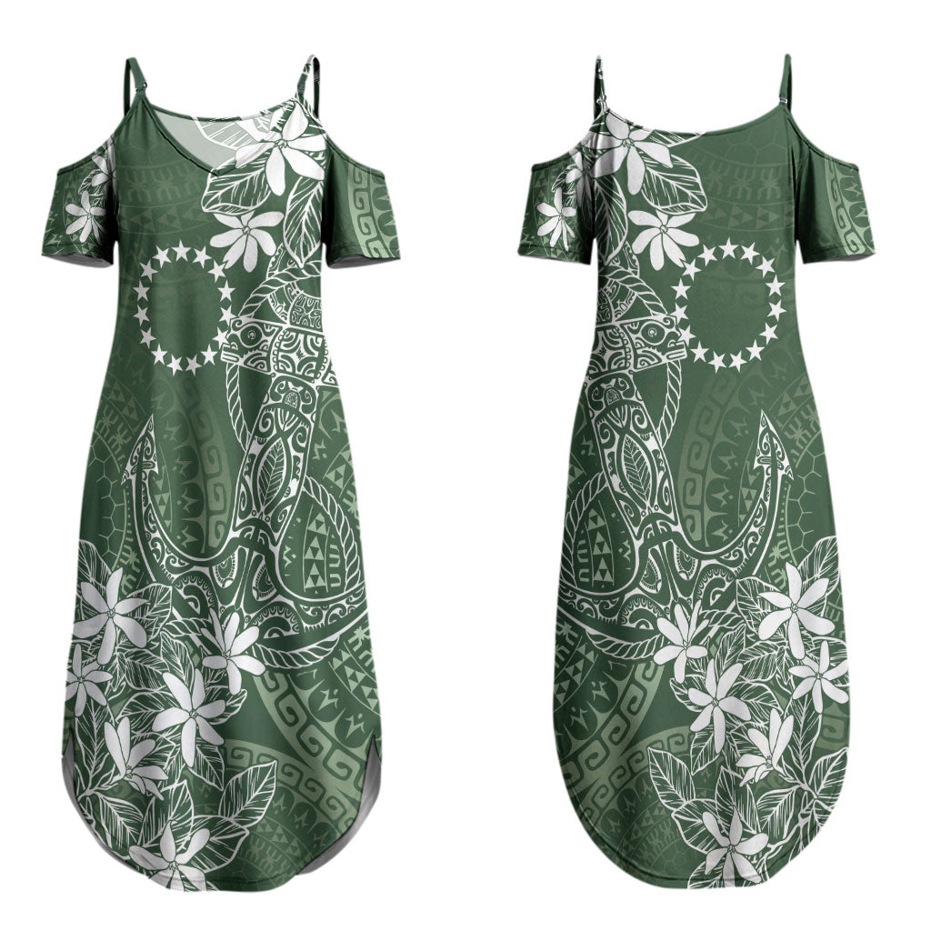 Sage Green Kuki Airani Tapakau Couples Matching Summer Maxi Dress and Long Sleeve Button Shirt Tribal Anchor Mix Tiare LT7 - Polynesian Pride