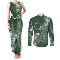 Sage Green Kuki Airani Tapakau Couples Matching Tank Maxi Dress and Long Sleeve Button Shirt Tribal Anchor Mix Tiare