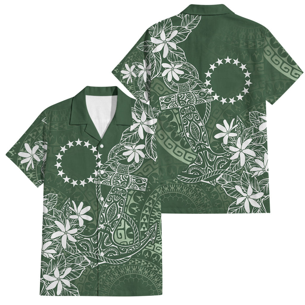 Sage Green Kuki Airani Tapakau Family Matching Long Sleeve Bodycon Dress and Hawaiian Shirt Tribal Anchor Mix Tiare LT7 Dad's Shirt - Short Sleeve Sage Green - Polynesian Pride