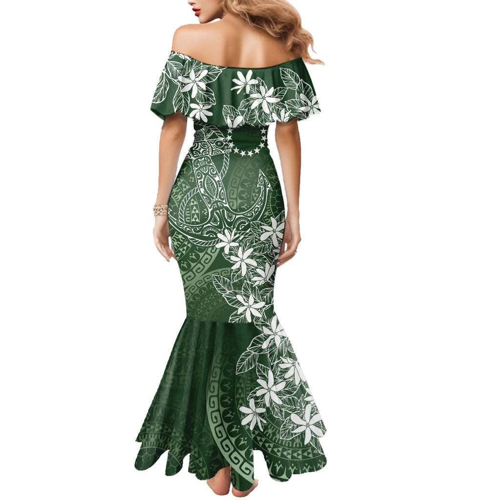 Sage Green Kuki Airani Tapakau Family Matching Mermaid Dress and Hawaiian Shirt Tribal Anchor Mix Tiare