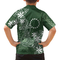 Sage Green Kuki Airani Tapakau Family Matching Off Shoulder Maxi Dress and Hawaiian Shirt Tribal Anchor Mix Tiare