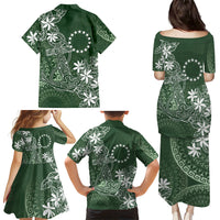 Sage Green Kuki Airani Tapakau Family Matching Puletasi and Hawaiian Shirt Tribal Anchor Mix Tiare