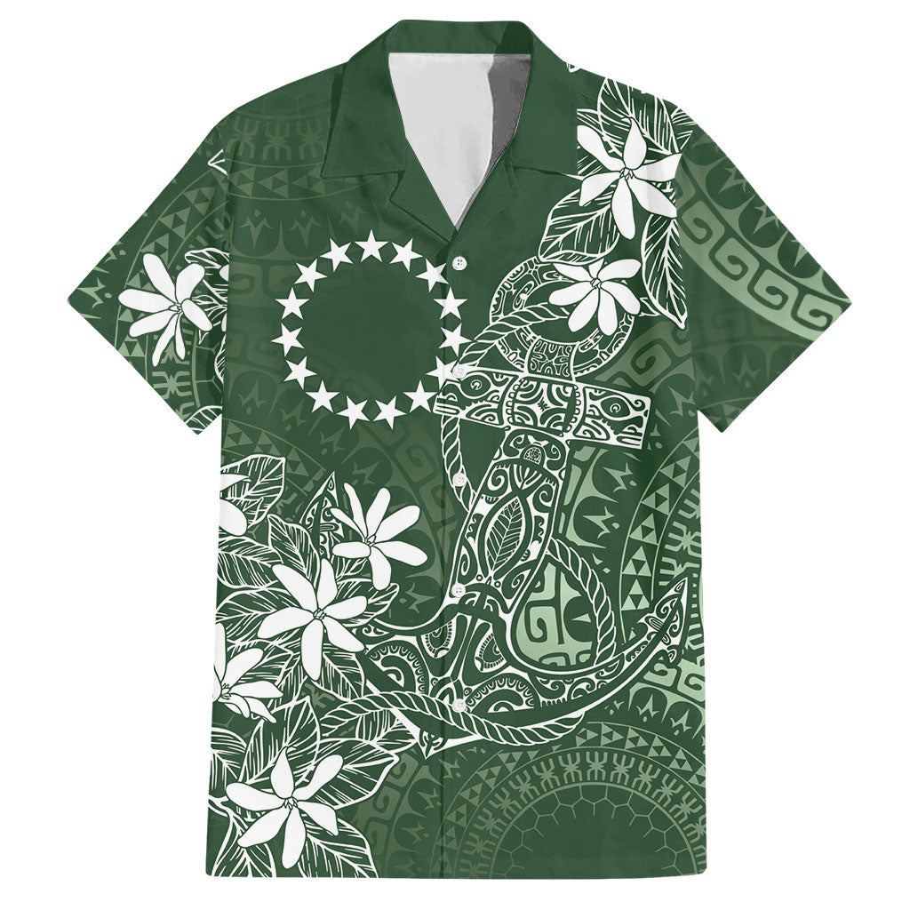 Sage Green Kuki Airani Tapakau Hawaiian Shirt Tribal Anchor Mix Tiare