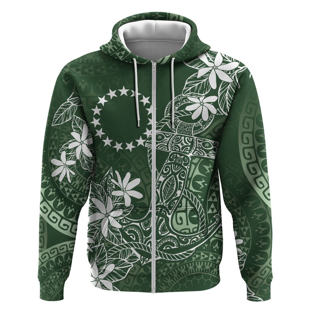 Sage Green Kuki Airani Tapakau Hoodie Tribal Anchor Mix Tiare