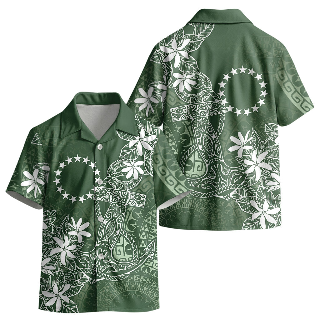 Sage Green Kuki Airani Tapakau Kid Hawaiian Shirt Tribal Anchor Mix Tiare LT7 - Polynesian Pride