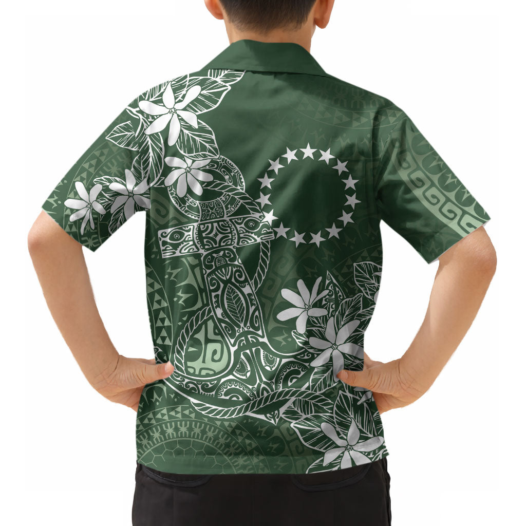 Sage Green Kuki Airani Tapakau Kid Hawaiian Shirt Tribal Anchor Mix Tiare LT7 - Polynesian Pride