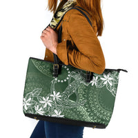 Sage Green Kuki Airani Tapakau Leather Tote Bag Tribal Anchor Mix Tiare LT7 Sage Green - Polynesian Pride