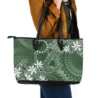 Sage Green Kuki Airani Tapakau Leather Tote Bag Tribal Anchor Mix Tiare LT7 - Polynesian Pride