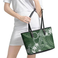 Sage Green Kuki Airani Tapakau Leather Tote Bag Tribal Anchor Mix Tiare LT7 - Polynesian Pride
