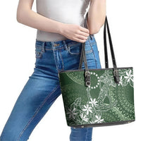 Sage Green Kuki Airani Tapakau Leather Tote Bag Tribal Anchor Mix Tiare LT7 - Polynesian Pride