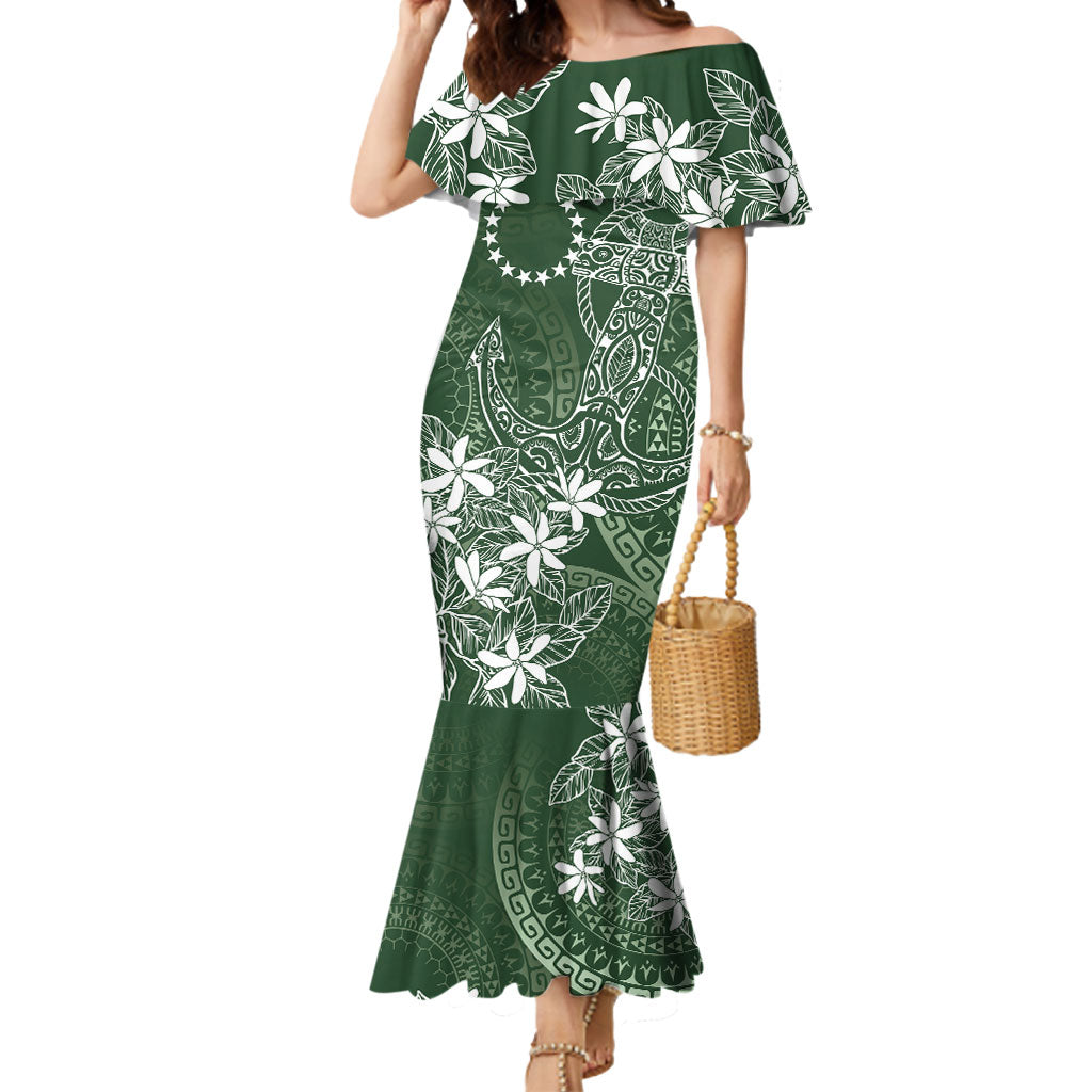 Sage Green Kuki Airani Tapakau Mermaid Dress Tribal Anchor Mix Tiare