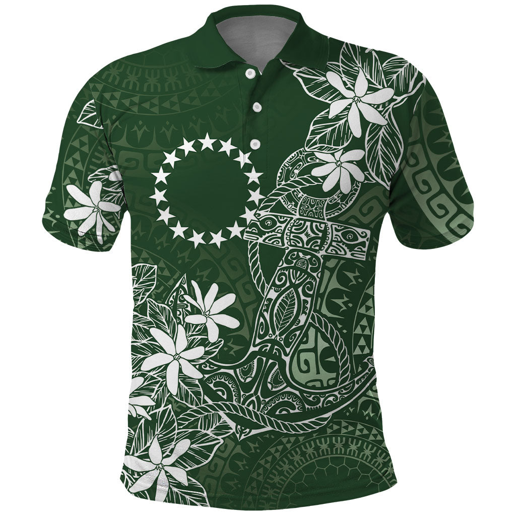 Sage Green Kuki Airani Tapakau Polo Shirt Tribal Anchor Mix Tiare