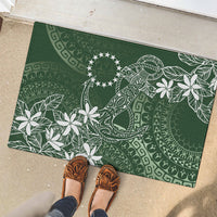 Sage Green Kuki Airani Tapakau Rubber Doormat Tribal Anchor Mix Tiare