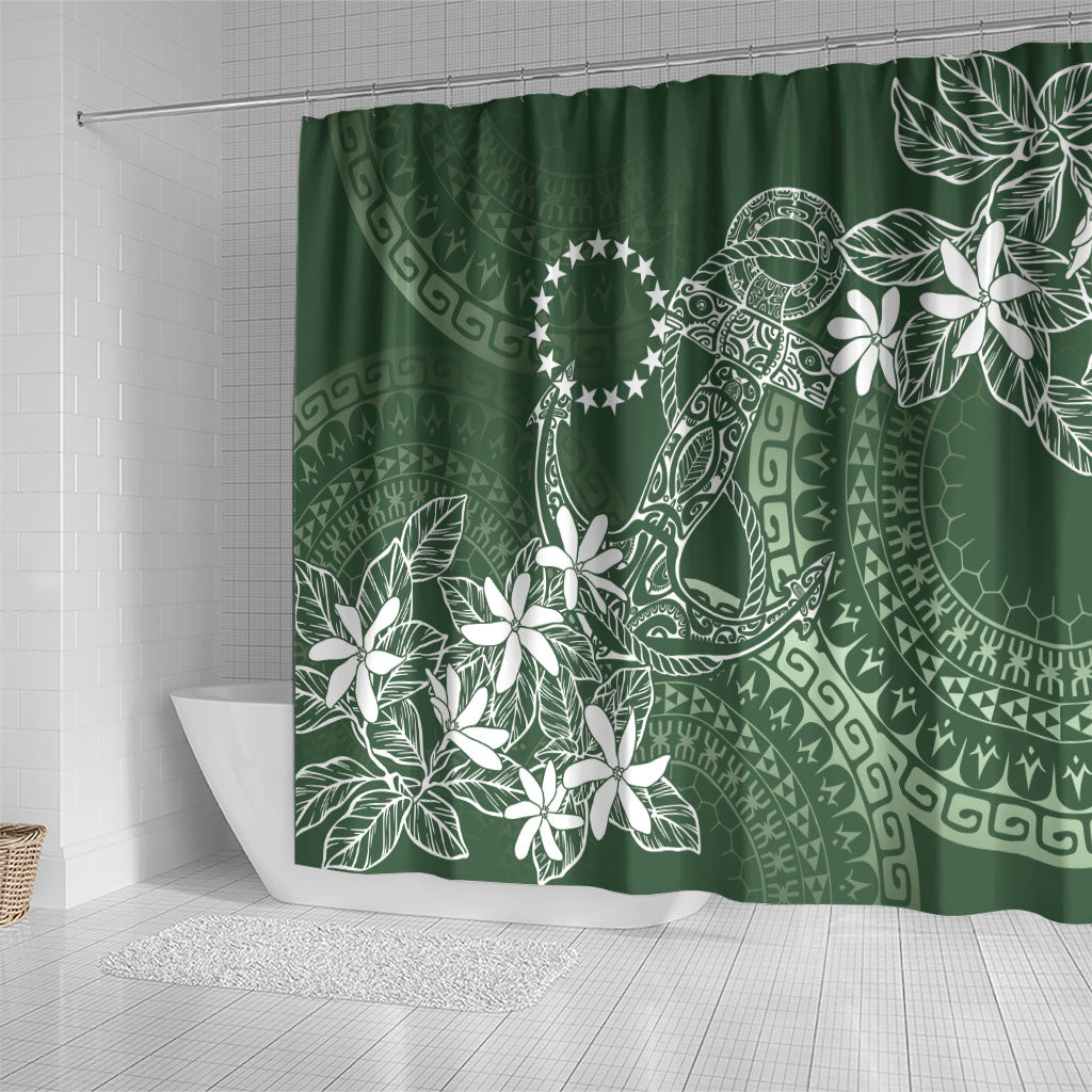 Sage Green Kuki Airani Tapakau Shower Curtain Tribal Anchor Mix Tiare