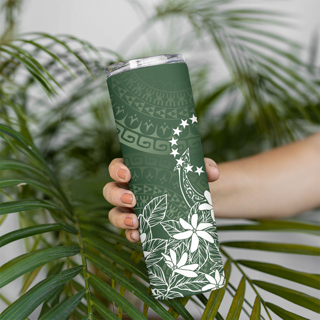 Sage Green Kuki Airani Tapakau Skinny Tumbler Tribal Anchor Mix Tiare LT7 - Polynesian Pride