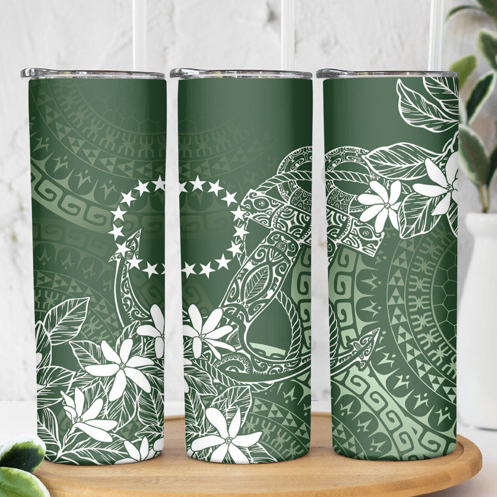 Sage Green Kuki Airani Tapakau Skinny Tumbler Tribal Anchor Mix Tiare LT7 - Polynesian Pride