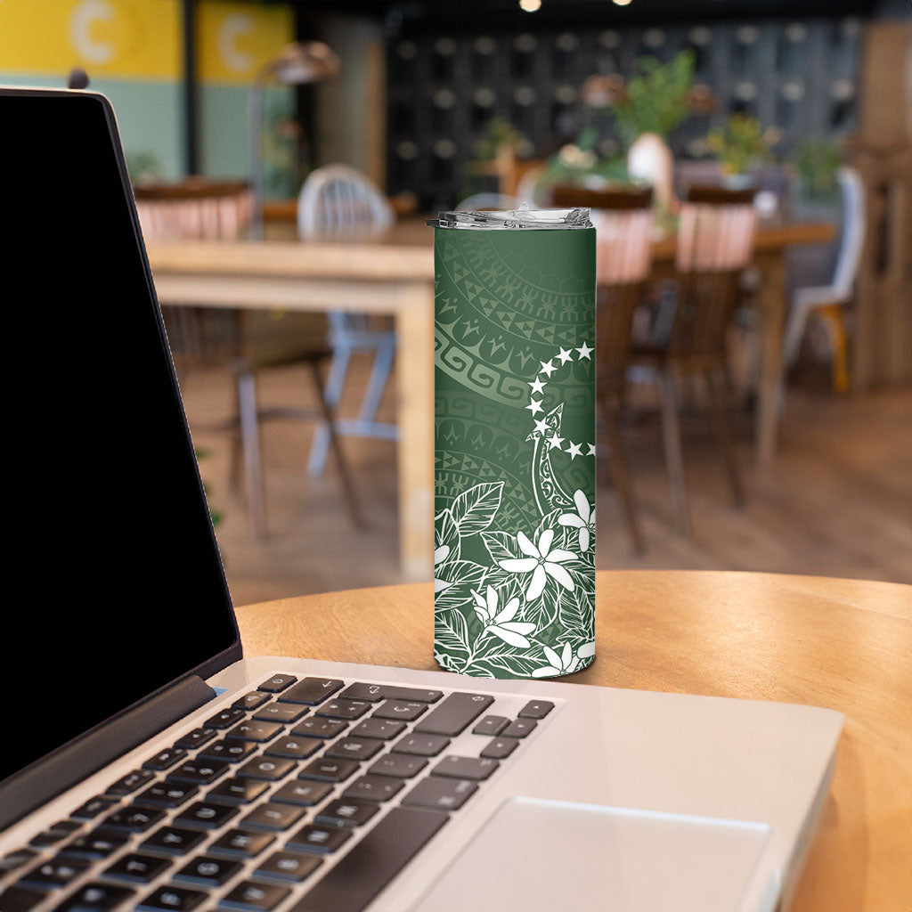 Sage Green Kuki Airani Tapakau Skinny Tumbler Tribal Anchor Mix Tiare LT7 - Polynesian Pride