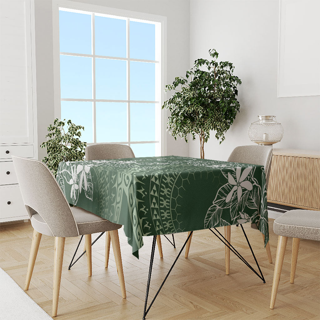 Sage Green Kuki Airani Tapakau Tablecloth Tribal Anchor Mix Tiare