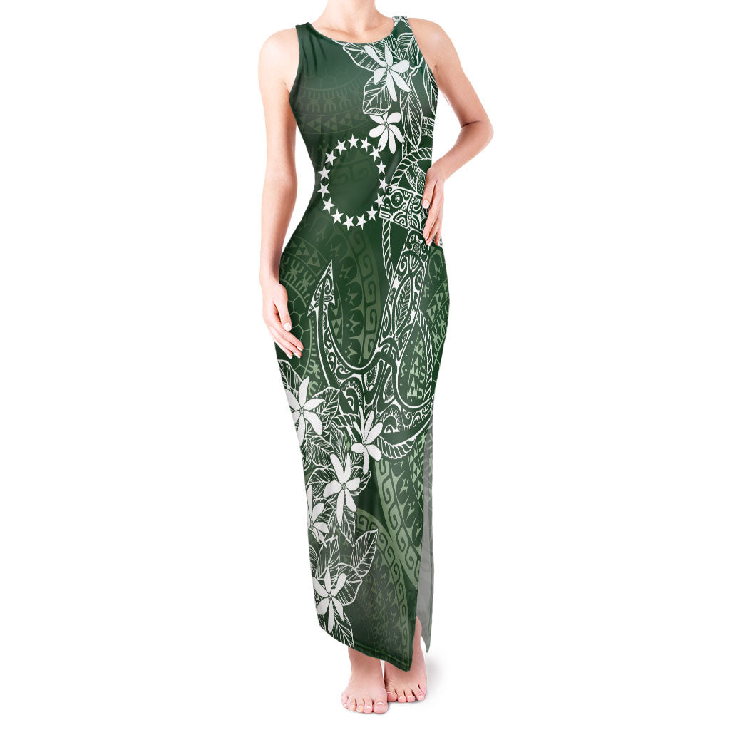 Sage Green Kuki Airani Tapakau Tank Maxi Dress Tribal Anchor Mix Tiare