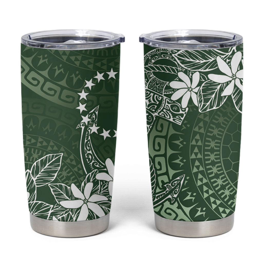 Sage Green Kuki Airani Tapakau Tumbler Cup Tribal Anchor Mix Tiare