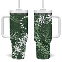 Sage Green Kuki Airani Tapakau Tumbler With Handle Tribal Anchor Mix Tiare LT7 One Size: 40 oz Sage Green - Polynesian Pride