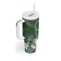 Sage Green Kuki Airani Tapakau Tumbler With Handle Tribal Anchor Mix Tiare LT7 - Polynesian Pride