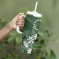 Sage Green Kuki Airani Tapakau Tumbler With Handle Tribal Anchor Mix Tiare LT7 - Polynesian Pride