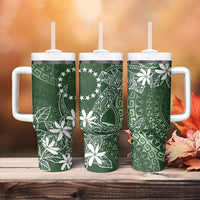 Sage Green Kuki Airani Tapakau Tumbler With Handle Tribal Anchor Mix Tiare LT7 - Polynesian Pride