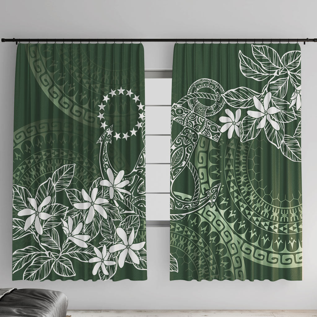 Sage Green Kuki Airani Tapakau Window Curtain Tribal Anchor Mix Tiare