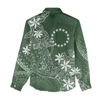 Sage Green Kuki Airani Tapakau Women Casual Shirt Tribal Anchor Mix Tiare