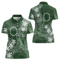 Sage Green Kuki Airani Tapakau Women Polo Shirt Tribal Anchor Mix Tiare