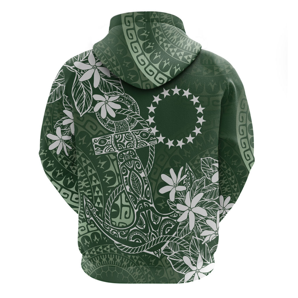 Sage Green Kuki Airani Tapakau Zip Hoodie Tribal Anchor Mix Tiare