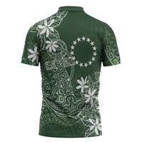 Sage Green Kuki Airani Tapakau Zipper Polo Shirt Tribal Anchor Mix Tiare