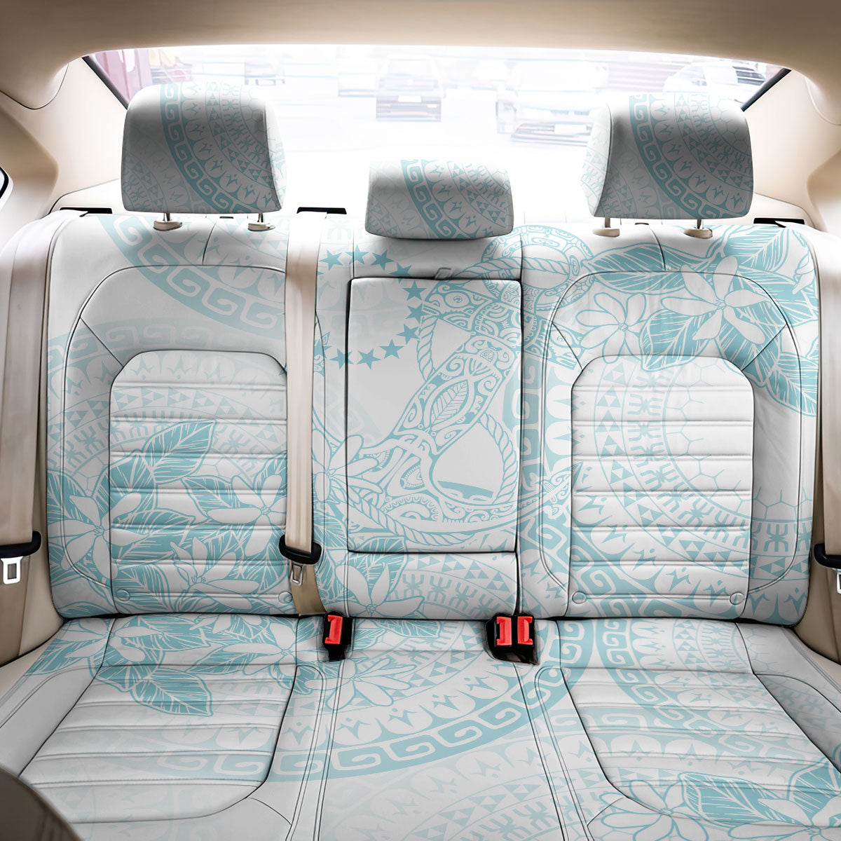 Turquoise Kuki Airani Tapakau Back Car Seat Cover Tribal Anchor Mix Tiare LT7 - Polynesian Pride