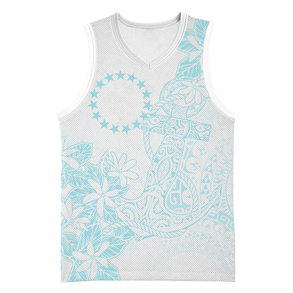 Turquoise Kuki Airani Tapakau Basketball Jersey Tribal Anchor Mix Tiare