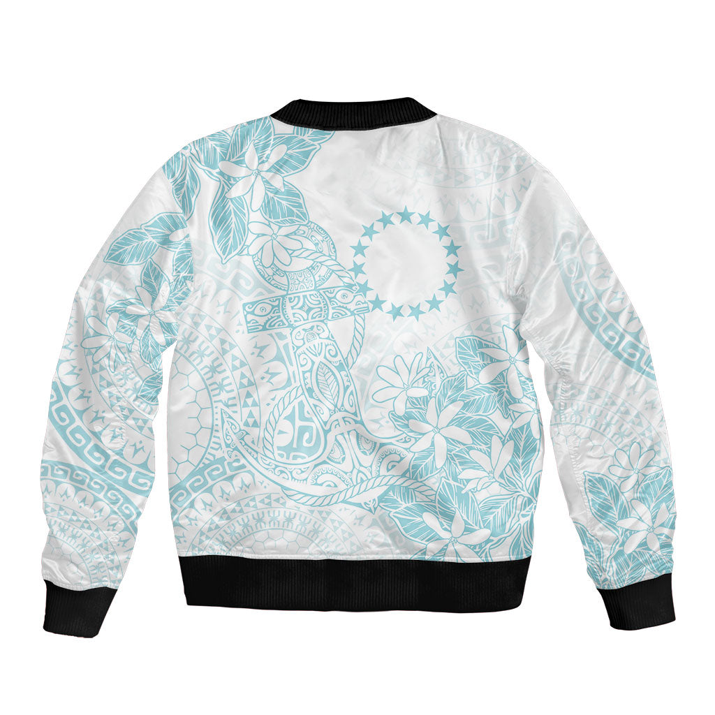 Turquoise Kuki Airani Tapakau Bomber Jacket Tribal Anchor Mix Tiare LT7 - Polynesian Pride
