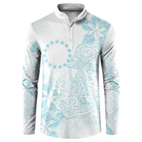 Turquoise Kuki Airani Tapakau Button Sweatshirt Tribal Anchor Mix Tiare