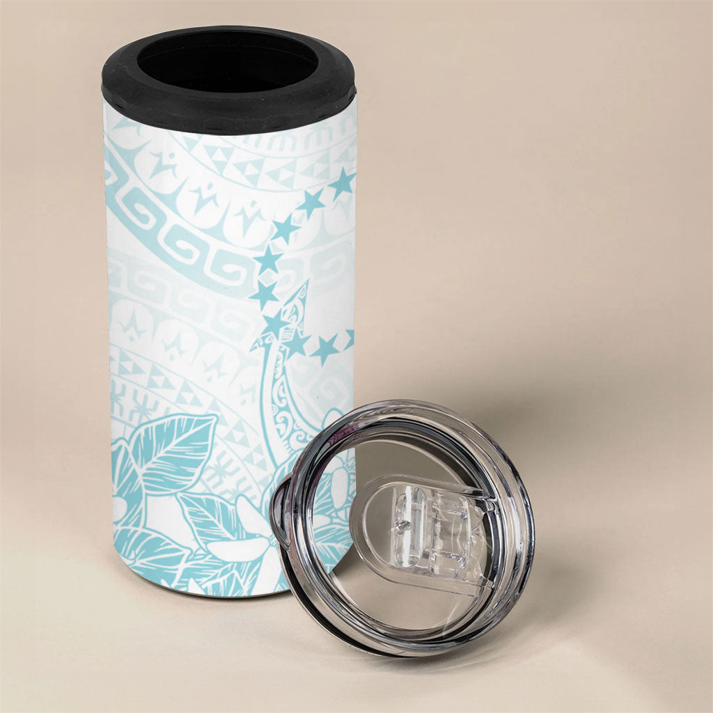 Turquoise Kuki Airani Tapakau 4 in 1 Can Cooler Tumbler Tribal Anchor Mix Tiare