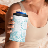 Turquoise Kuki Airani Tapakau 4 in 1 Can Cooler Tumbler Tribal Anchor Mix Tiare
