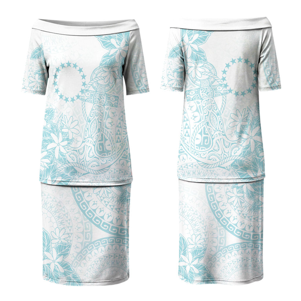Turquoise Kuki Airani Tapakau Couples Matching Puletasi and Hawaiian Shirt Tribal Anchor Mix Tiare LT7 - Polynesian Pride