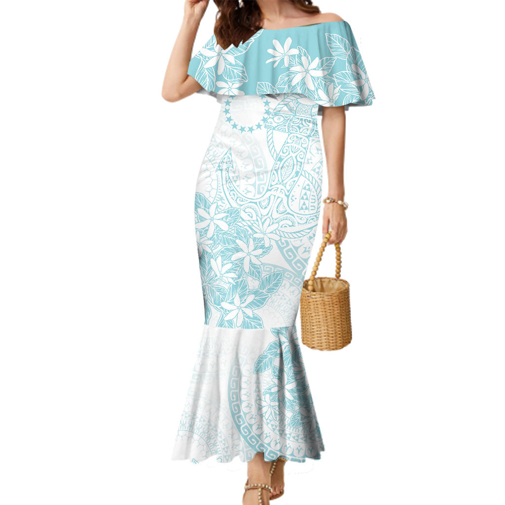 Turquoise Kuki Airani Tapakau Family Matching Mermaid Dress and Hawaiian Shirt Tribal Anchor Mix Tiare