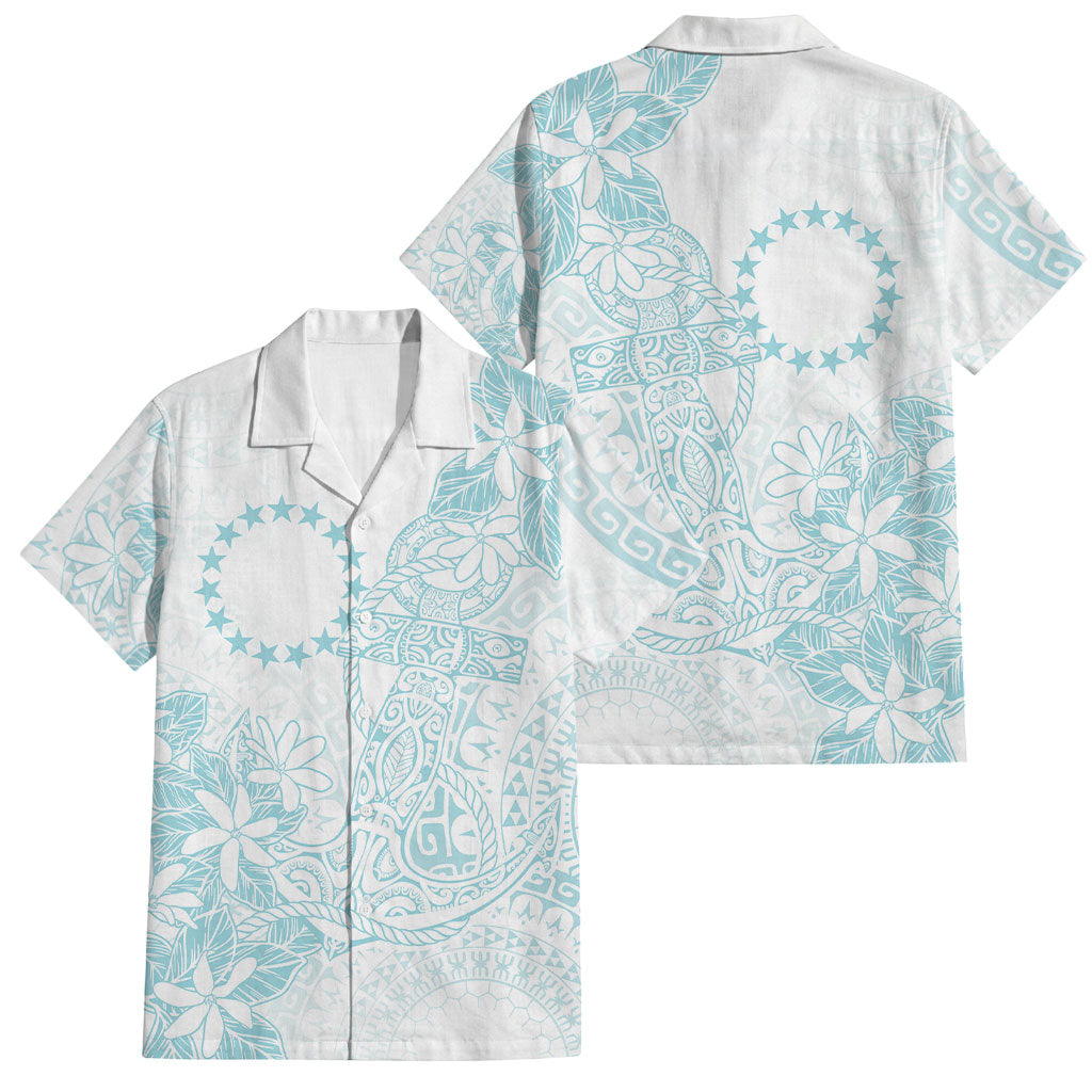 Turquoise Kuki Airani Tapakau Family Matching Off Shoulder Short Dress and Hawaiian Shirt Tribal Anchor Mix Tiare LT7 Dad's Shirt - Short Sleeve Turquoise - Polynesian Pride