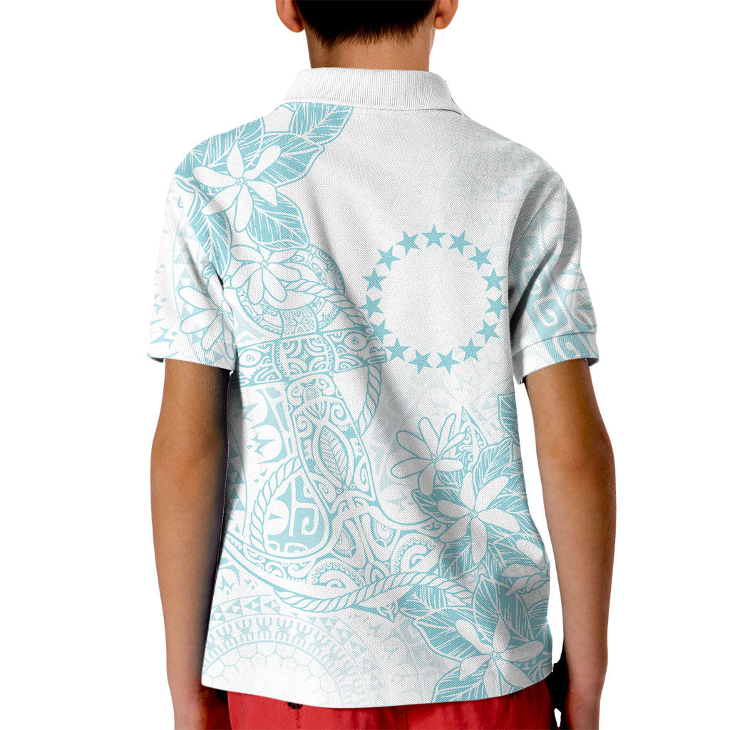 Turquoise Kuki Airani Tapakau Kid Polo Shirt Tribal Anchor Mix Tiare