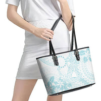 Turquoise Kuki Airani Tapakau Leather Tote Bag Tribal Anchor Mix Tiare