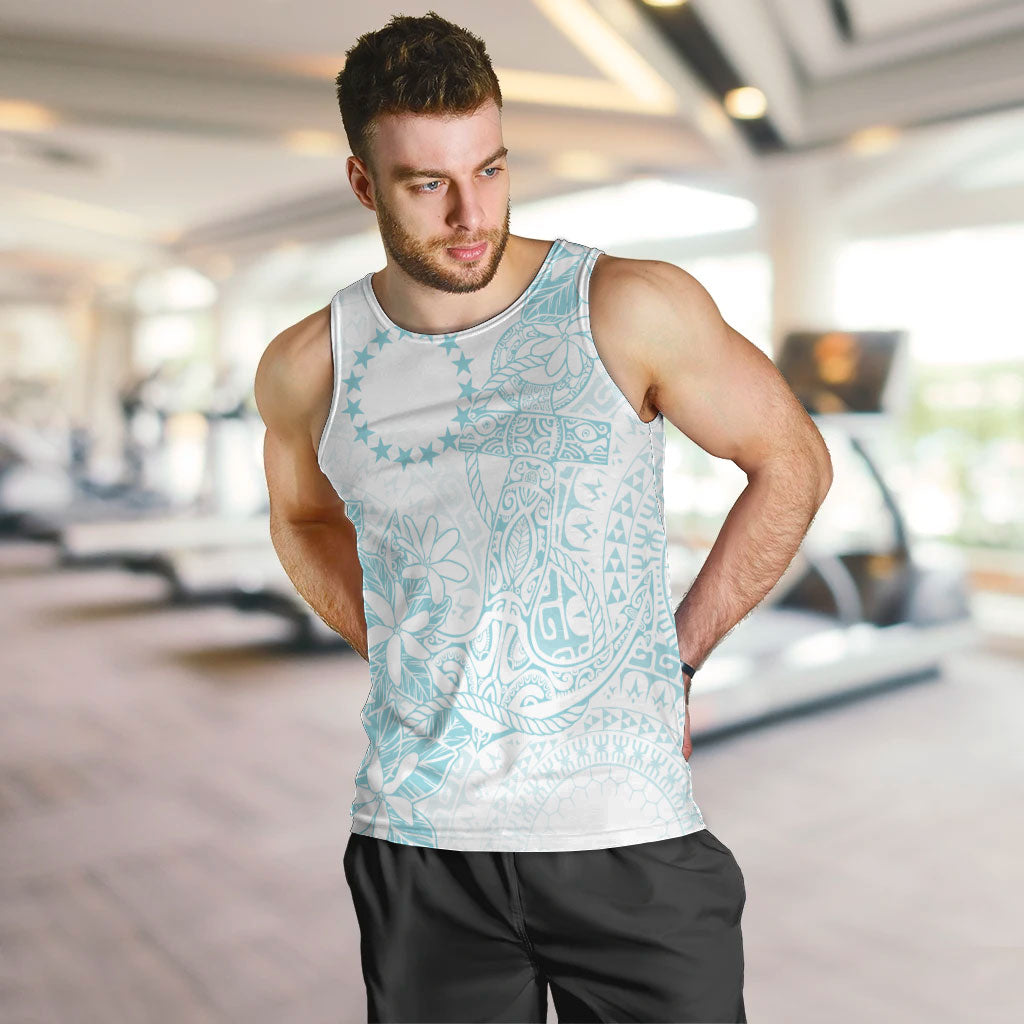 Turquoise Kuki Airani Tapakau Men Tank Top Tribal Anchor Mix Tiare