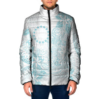 Turquoise Kuki Airani Tapakau Padded Jacket Tribal Anchor Mix Tiare LT7 Men Turquoise - Polynesian Pride