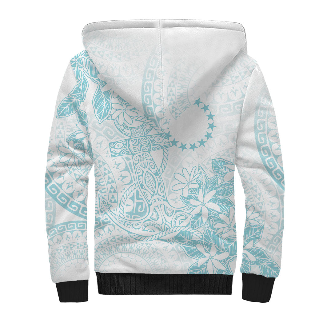 Turquoise Kuki Airani Tapakau Sherpa Hoodie Tribal Anchor Mix Tiare