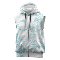 Turquoise Kuki Airani Tapakau Sleeveless Zip Hoodie Tribal Anchor Mix Tiare