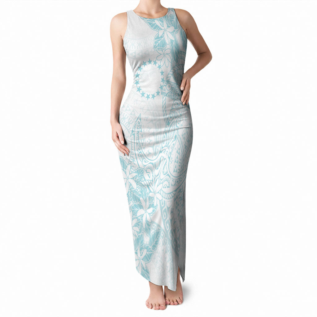Turquoise Kuki Airani Tapakau Tank Maxi Dress Tribal Anchor Mix Tiare LT7 Women Turquoise - Polynesian Pride