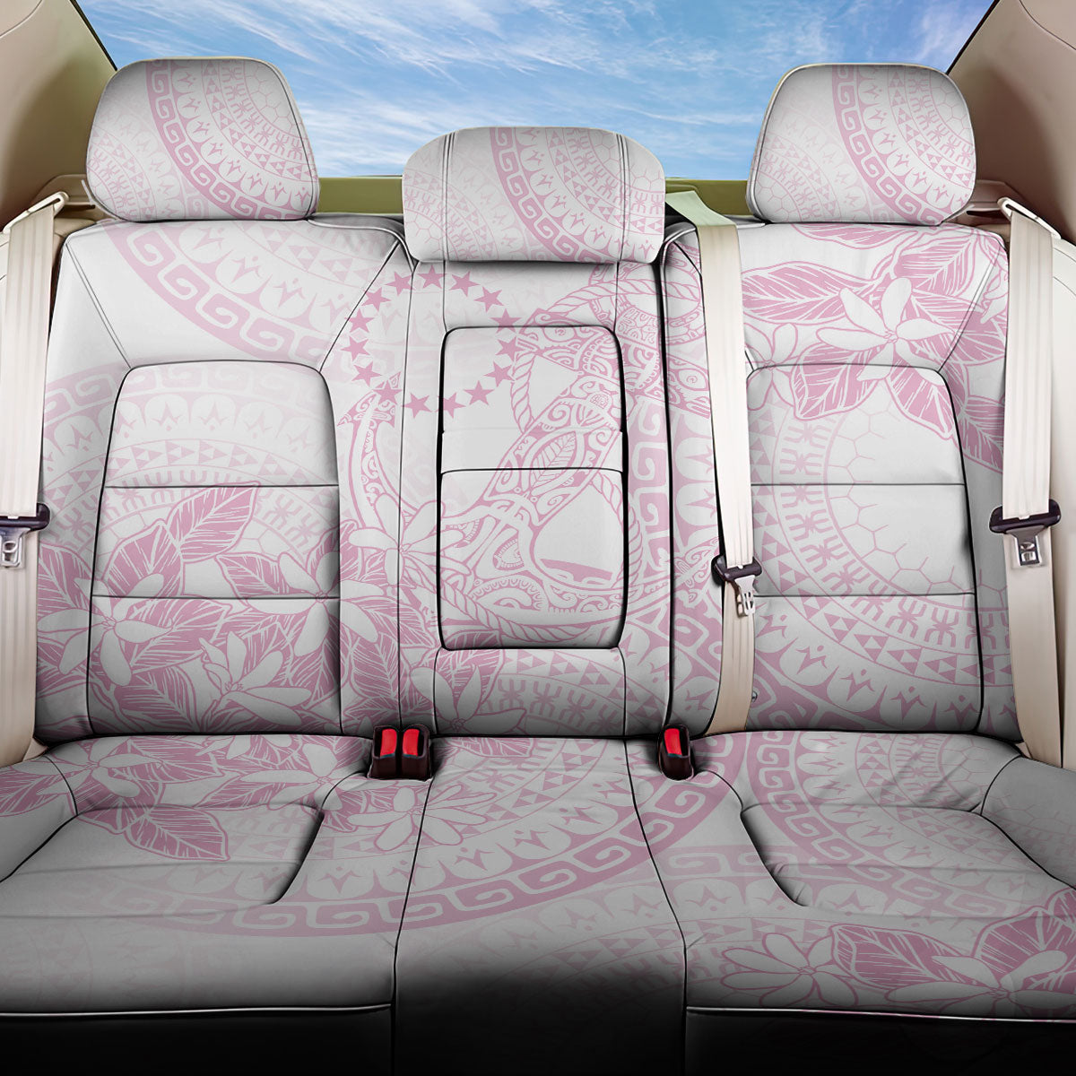 Candy Pink Kuki Airani Tapakau Back Car Seat Cover Tribal Anchor Mix Tiare LT7 One Size Candy Pink - Polynesian Pride